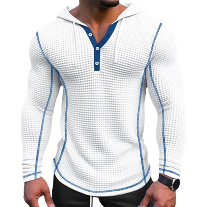 Stylish Men's Waffle Fabric Hoodie - Breathable Slim Fit Design - Buy Center