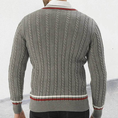 2024 Autumn Fashionable Sweater Mens Long Sleeve V Neck Striped Knit Jumpers Men Casual Slim Knitting Pullover Tops Streetwear - Buy Center