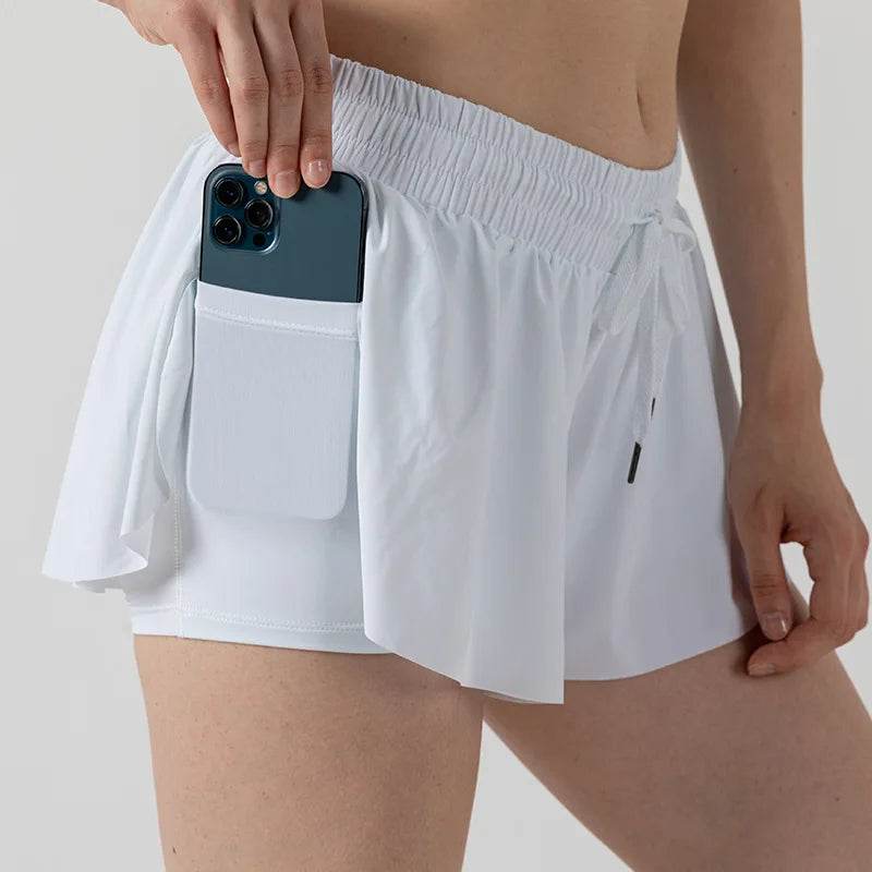 INLUMINE Women's 2-in-1 Flowing Sports Shorts - Butterfly Design - Buy Center