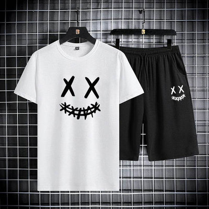 Men's Summer Sports Set - Round Neck T-Shirt & Shorts, Slim Fit - Buy Center