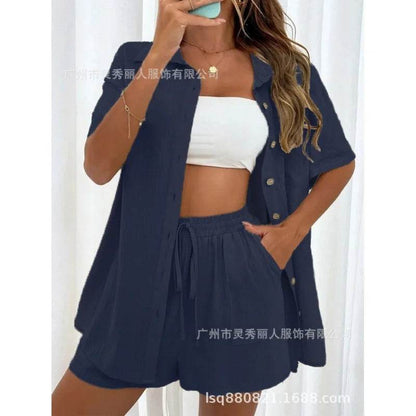 LCSKERA Black Short Sleeve Shirt & Shorts Set - Casual Summer Outfit - Buy Center