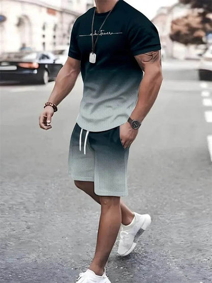 YEAE Men's Summer 2-Piece Suit - Casual 3D Print T-Shirt & Shorts - Buy Center