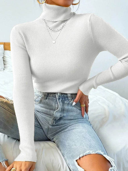 Casual Turtleneck Pullovers for Women - Cozy Knit Sweater Tops - Buy Center