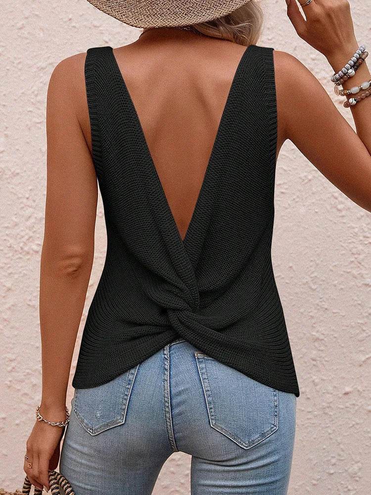 Women's Summer Knit Vest Sweater - Casual Sleeveless Criss-Cross Top - Buy Center