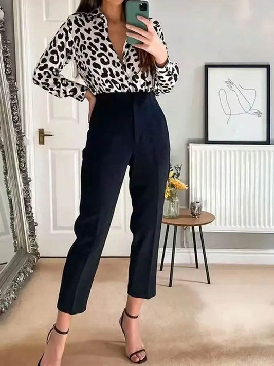 TRZA High Waist Solid Pants - Casual Ankle Trousers with Pockets - Buy Center