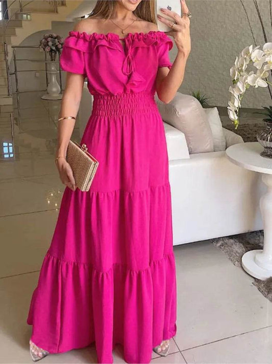 XXOWENLI Spring Summer Women's Dress - Puff Sleeve Ruffle A-Line - Buy Center