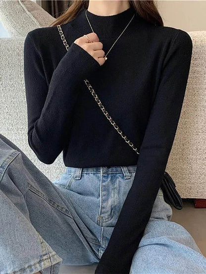 Women's Autumn Winter Turtleneck Sweater - Slim Fit Knitted Top - Buy Center