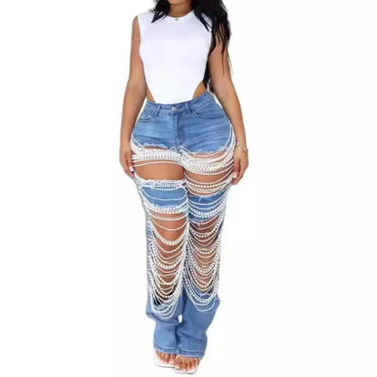Kalenmos Women's High Waist Denim Jeans - Casual Wide Leg Summer Pants - Buy Center