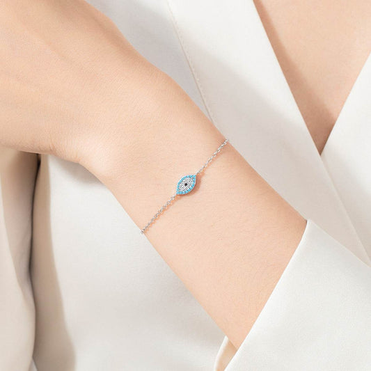 Green Pine Devil's Eye Bracelet - 925 Sterling Silver with Zircon Stones - Buy Center