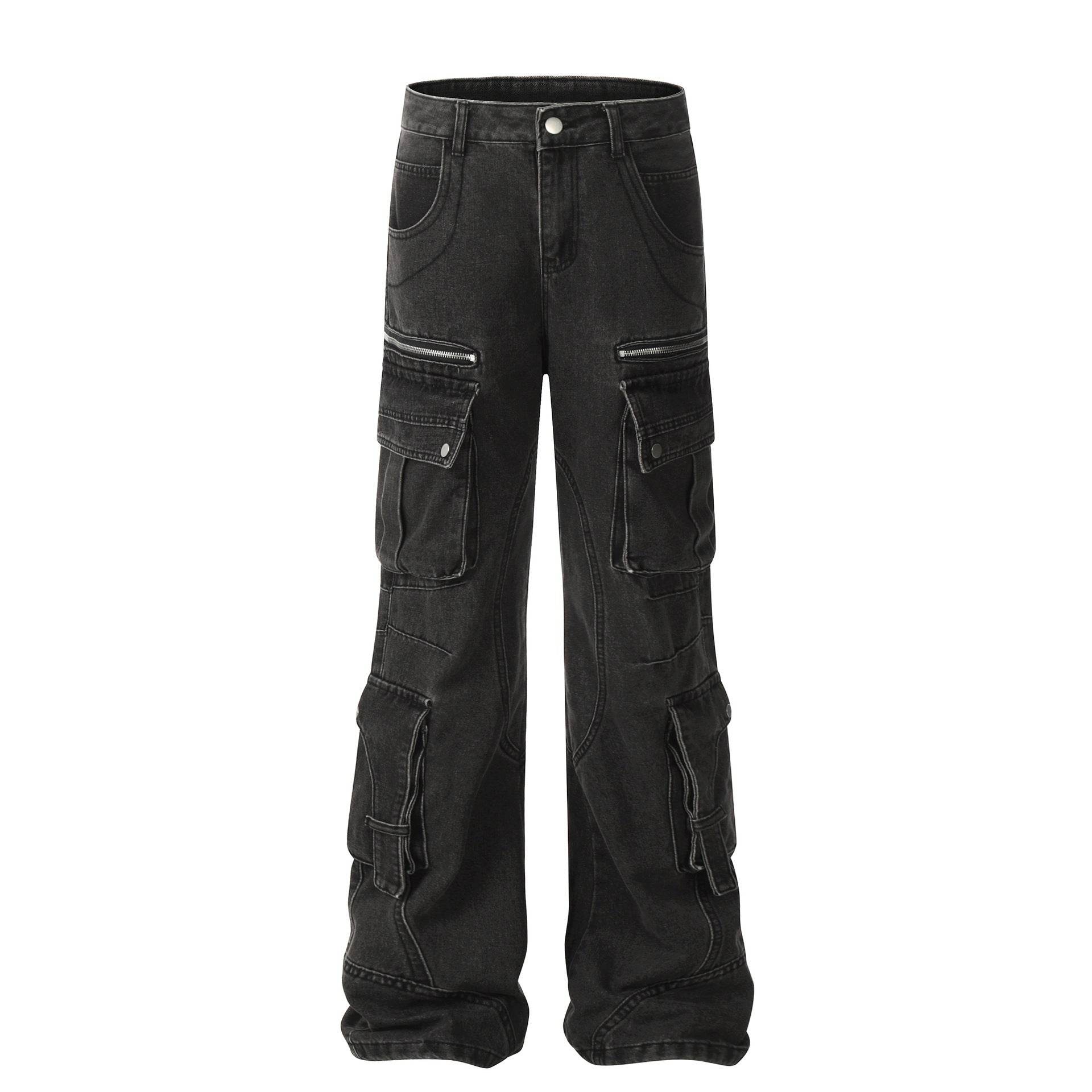 Trendy Multi-Pocket Cotton Overalls for Teens - Casual Solid Color Style - Buy Center