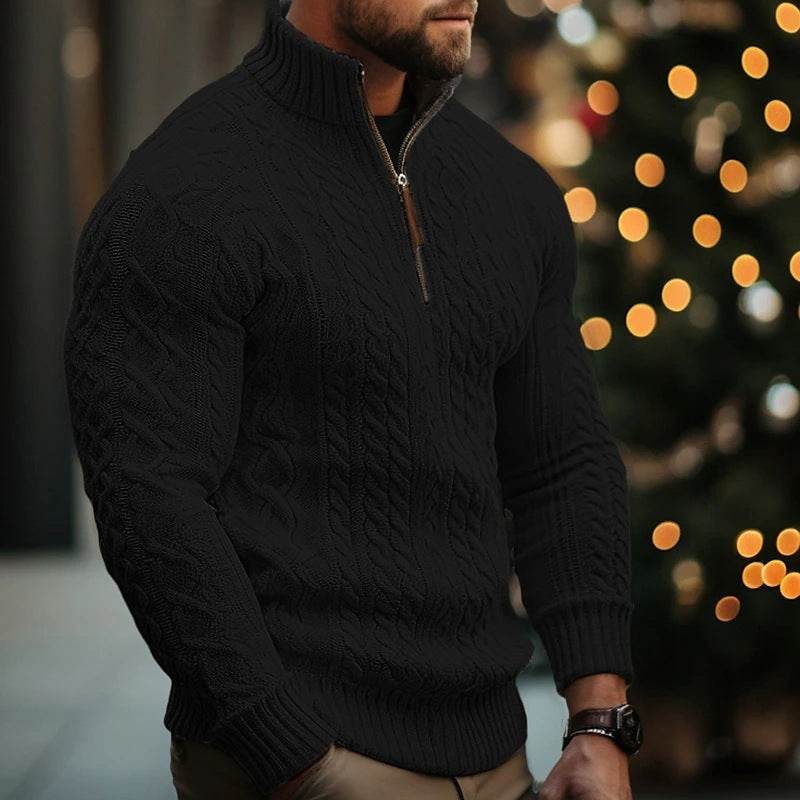 Buycenter Men's Half Zipper Knitwear Coat - Trendy Thickened Pullover - Buy Center