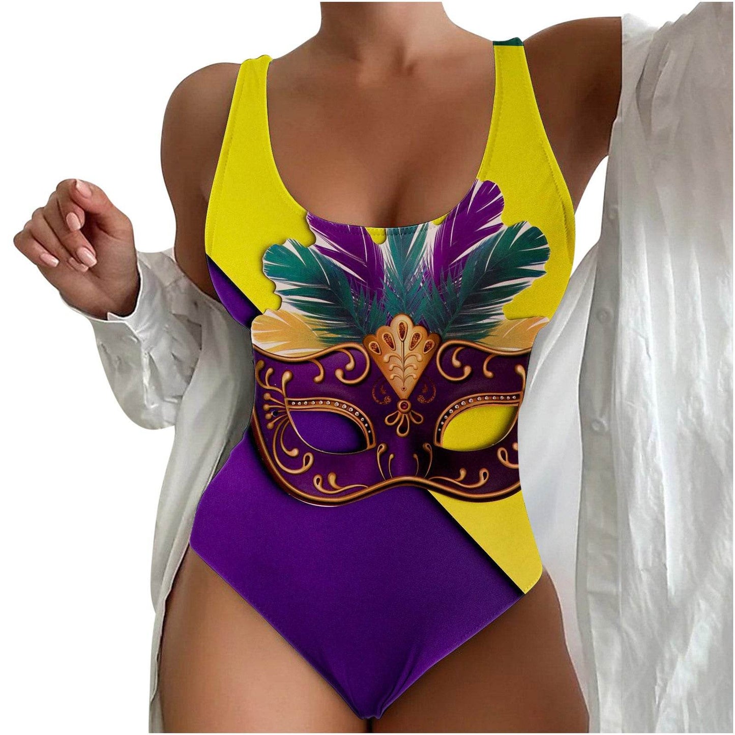 Women’s Seaside Beach Swimsuit - 3D Contrast Stylish One-Piece S-4XL - Buy Center