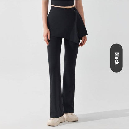 Nude Feel High Waist Bell Bottom Pants - Stylish Comfort & Detachable Skirt - Buy Center