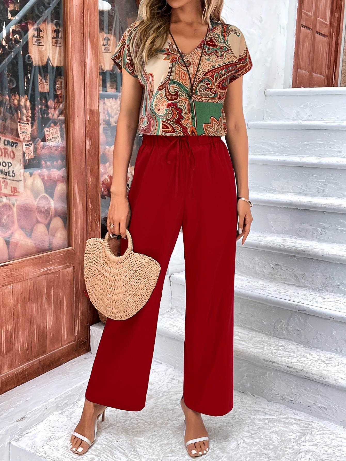Elegant Floral Women’s Pantsuit - Casual Summer Outfit 196 - Buy Center