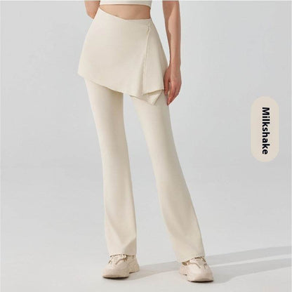 Nude Feel High Waist Bell Bottom Pants - Stylish Comfort & Detachable Skirt - Buy Center