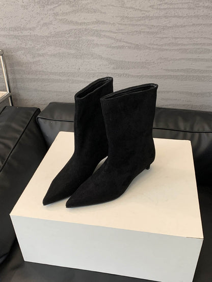 Stylish Low Heel French Retro Ankle Boots - Suede Design for Women - Buy Center