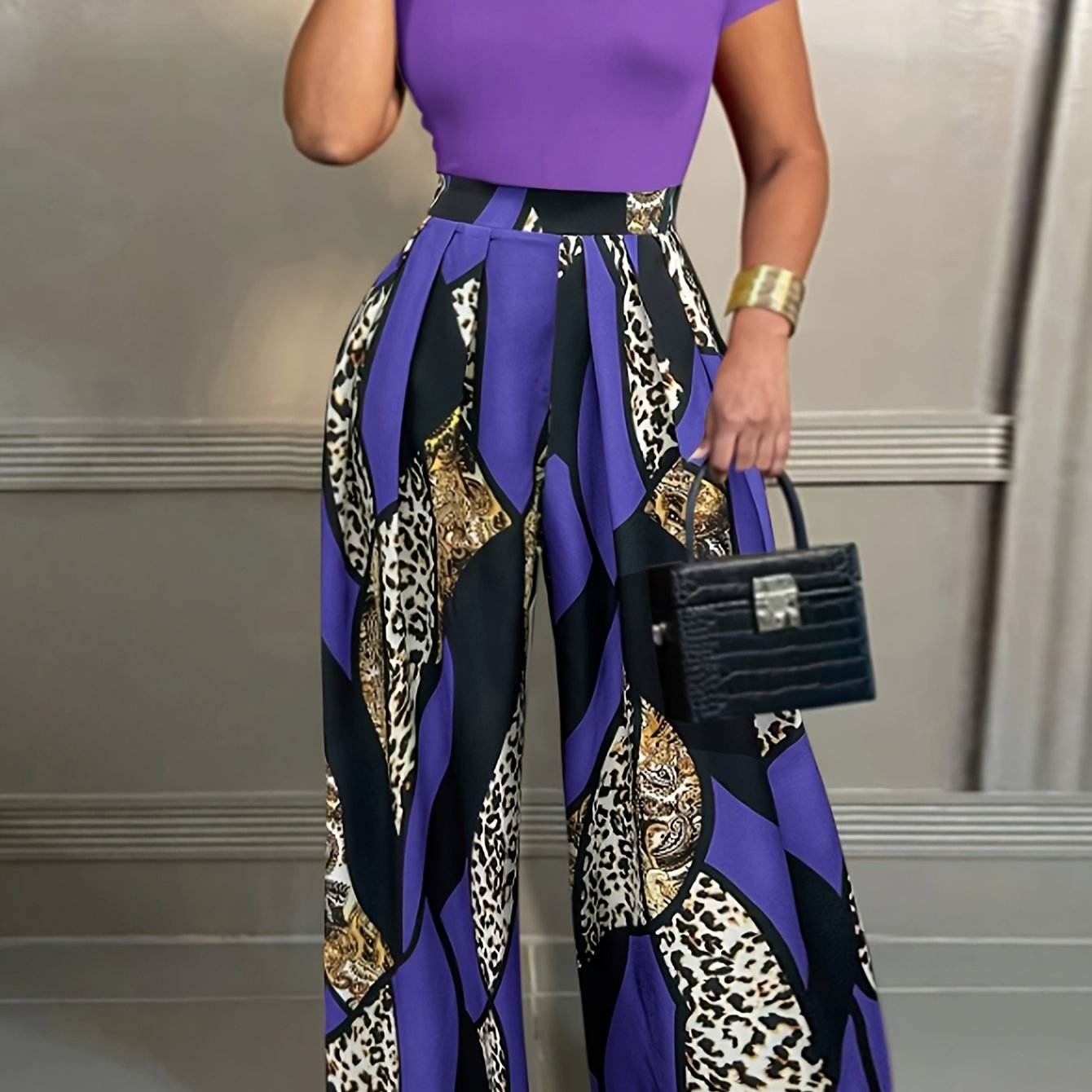 Elegant Two-Piece Set: Fitted T-Shirt & Loose Trousers for Summer - Buy Center