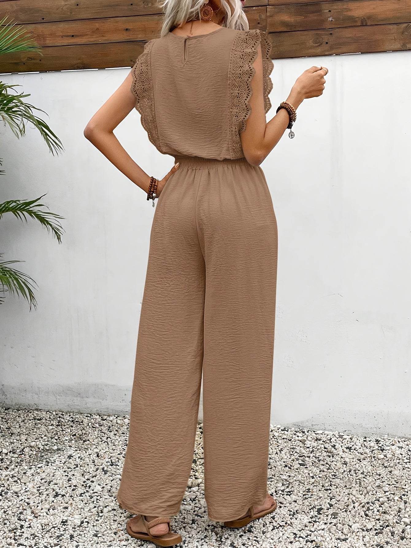 Elegant Exclusive Lace Trim Short Pants Set - 100% Polyester, Crew Neck - Buy Center