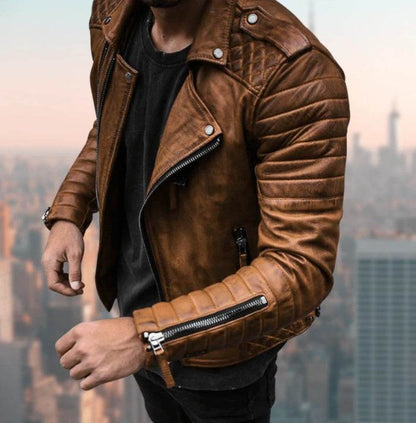 Men's PU Punk Leather Jacket - Stylish Stand Collar for Modern Fashion - Buy Center