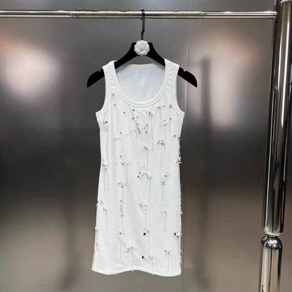 Stylish Sleeveless Gold Beaded Vest for Women - Casual Cotton Elegance - Buy Center