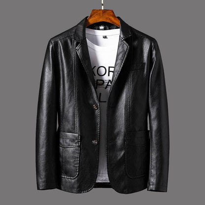 Men's Slim Fit Leather Jacket - Studded Lapels for Autumn & Winter - Buy Center