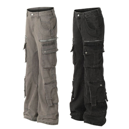 Trendy Multi-Pocket Cotton Overalls for Teens - Casual Solid Color Style - Buy Center