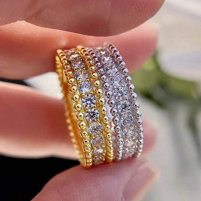 Shiny Full Diamond Geometric Ring - Elegant Copper Jewelry for Women - Buy Center