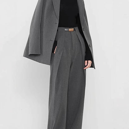 Women's Stylish Wide Leg Suit Pants - Premium Polyester Comfort - Buy Center