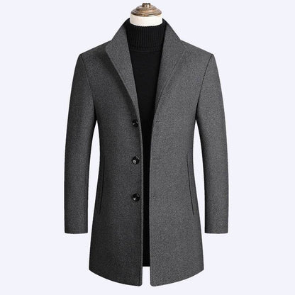 Shun Mao Youth Woolen Coat - Casual Mid-Length, Stylish Loose Fit - Buy Center
