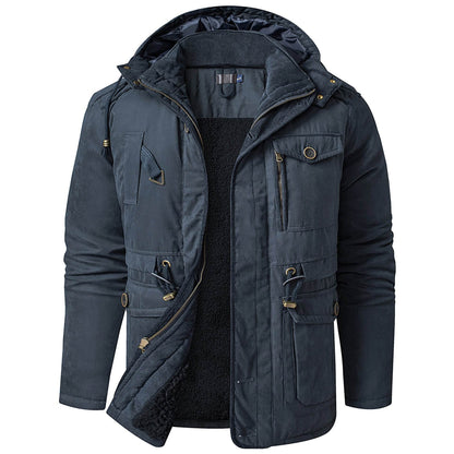 Men's Plus Size Hooded Fleece-Lined Parka - Stylish Mid-Length Winter Coat - Buy Center