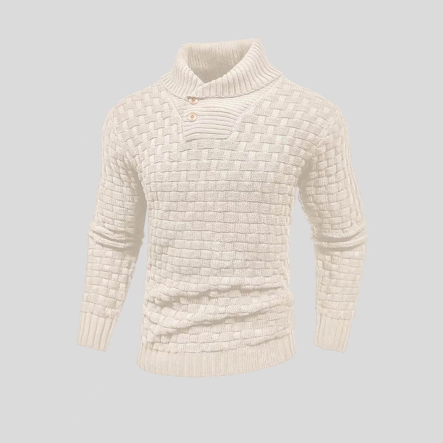 Buycenter Men's Slim Turtleneck Sweater - Trendy Button Design Pullover - Buy Center