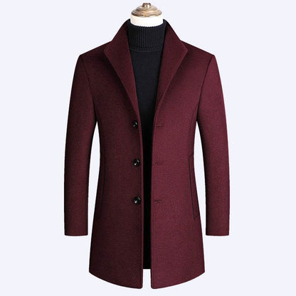 Shun Mao Youth Woolen Coat - Casual Mid-Length, Stylish Loose Fit - Buy Center