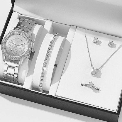 Women's Quartz Diamond-Embedded Watch - Stylish Rose Gold & Silver - Buy Center