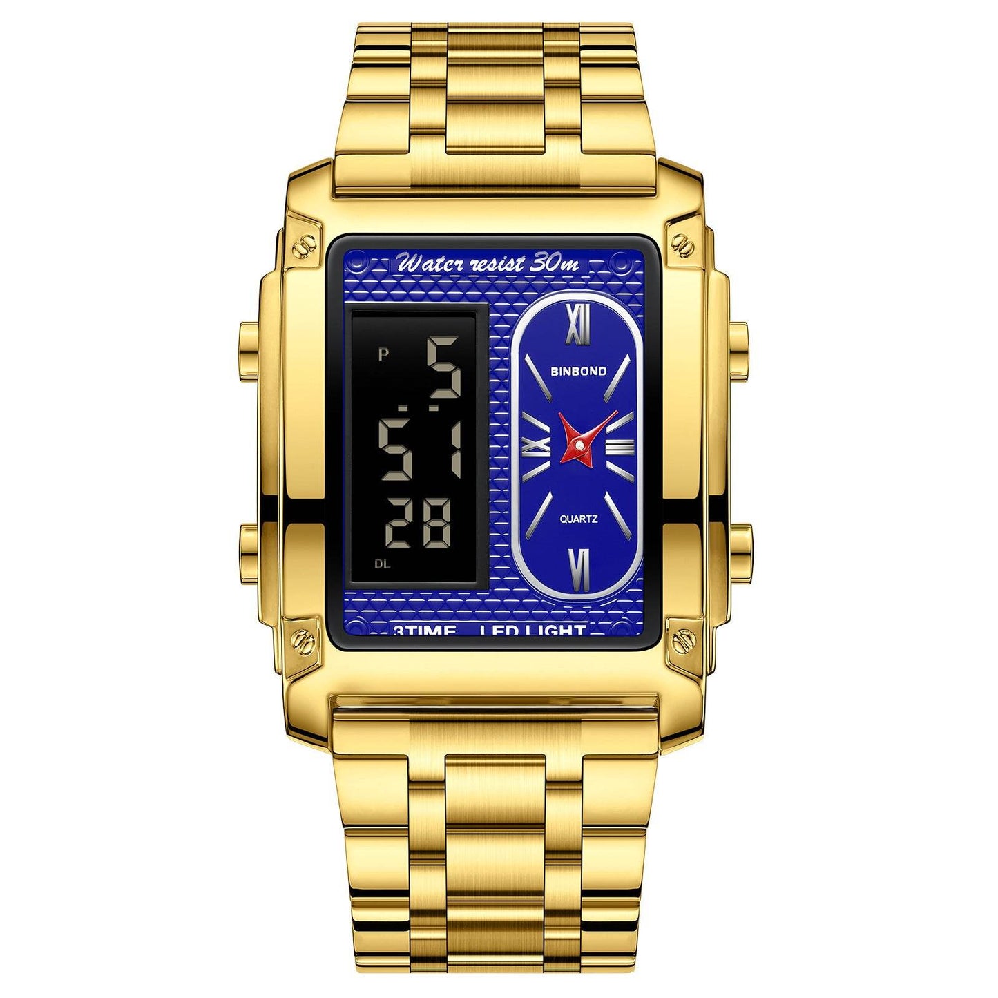 Men's Creative Steel Belt Digital Watch - Waterproof & Multi-Functional Style - Buy Center