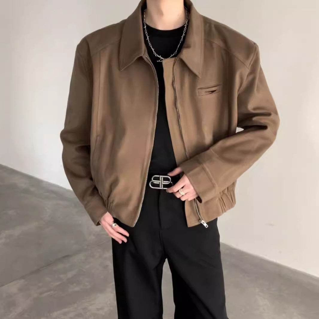 Autumn Winter Padded Shoulder Coat - Stylish Black Turn-Down Jacket - Buy Center