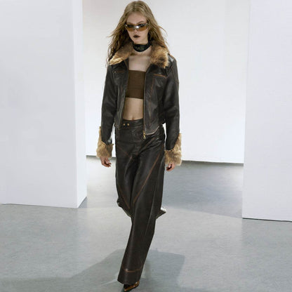 Women's Retro Fur Collar Jacket - Cozy Slim Fit for Winter 2025 - Buy Center