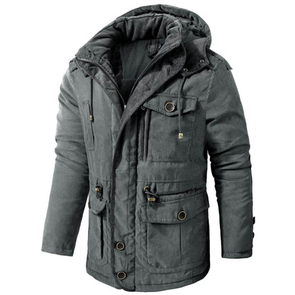 Men's Plus Size Hooded Fleece-Lined Parka - Stylish Mid-Length Winter Coat - Buy Center