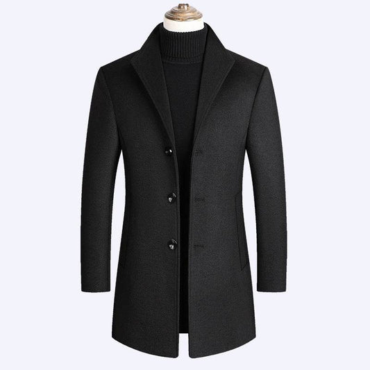 Shun Mao Youth Woolen Coat - Casual Mid-Length, Stylish Loose Fit - Buy Center