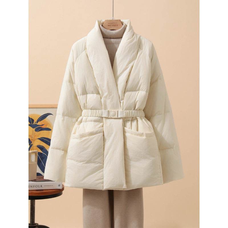 Women's Padded Jacket - Stylish Belted Coat in Classic Colors for 2025 - Buy Center