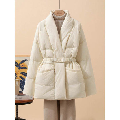 Women's Padded Jacket - Stylish Belted Coat in Classic Colors for 2025 - Buy Center