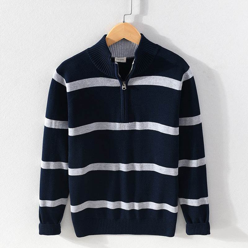 Men's Turtleneck Cotton Wool Half-Zipper Sweater - Slim Fit & Warm - Buy Center