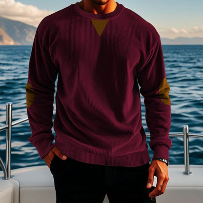 Buycenter Stand Collar Corduroy Sweater for Men - Long Sleeve Pullover - Buy Center