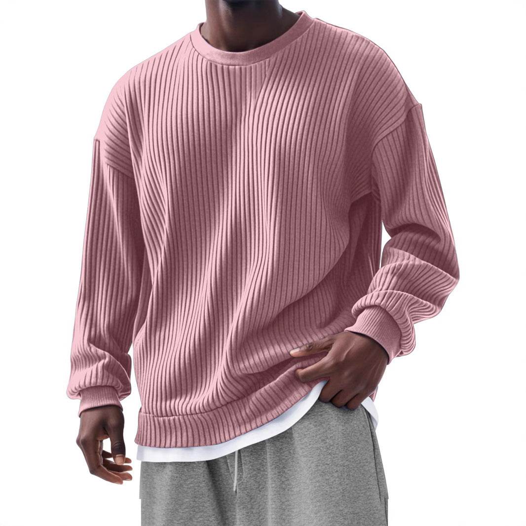 Buycenter Men's Trendy Long Sleeve Round Neck Top - Slim Fit Cardigan - Buy Center