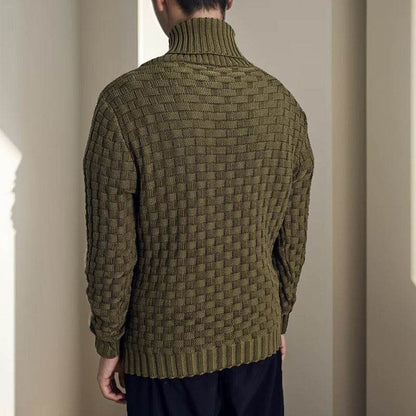 Buycenter Men's Slim Turtleneck Sweater - Trendy Button Design Pullover - Buy Center