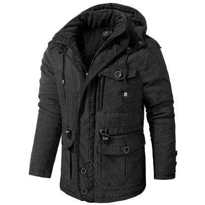 Men's Plus Size Hooded Fleece-Lined Parka - Stylish Mid-Length Winter Coat - Buy Center