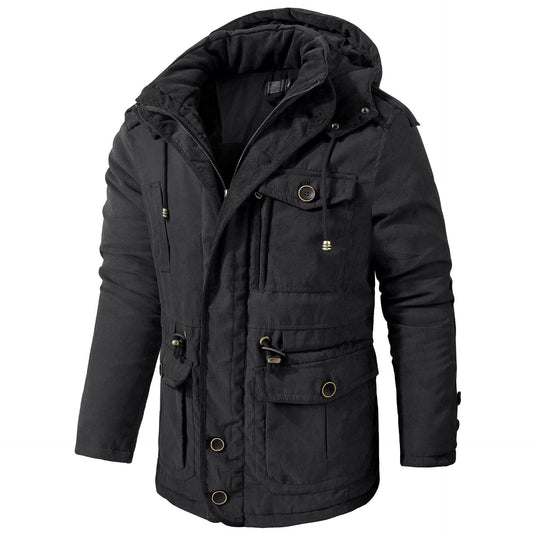 Men's Plus Size Hooded Fleece-Lined Parka - Stylish Mid-Length Winter Coat - Buy Center